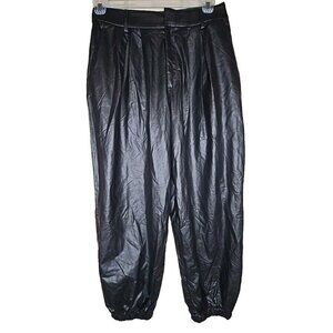 Banana Republic NWT Women's Black Vegan Leather Joggers Size 6 NEW t3